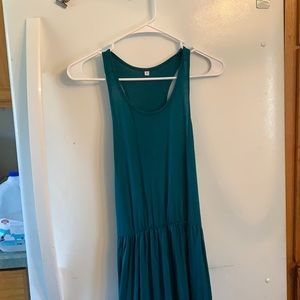 Teal long sleeveless dress